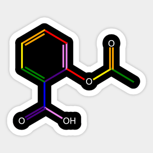 Aspirin Molecule Rainbow Chemistry Sticker